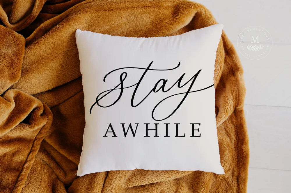 Get Cozy Pillow Get Cozy Stay Awhile Farmhouse Bedroom Decor
