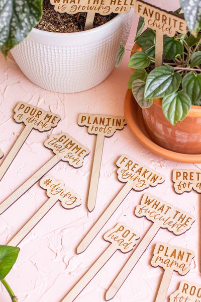 Funny Wooden Plant Markers - Mulberry Market Designs