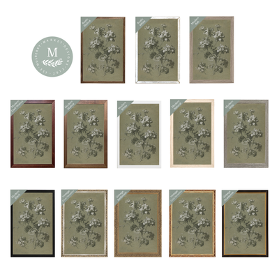 Blooms in Olive Modern Wall Art - Mulberry Market Designs