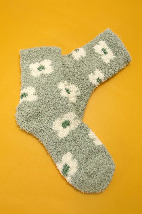 Fleece Plush Floral Socks - Mulberry Market Designs