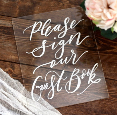 Acrylic Guestbook Sign | Please Sign Guest Book Table Sign