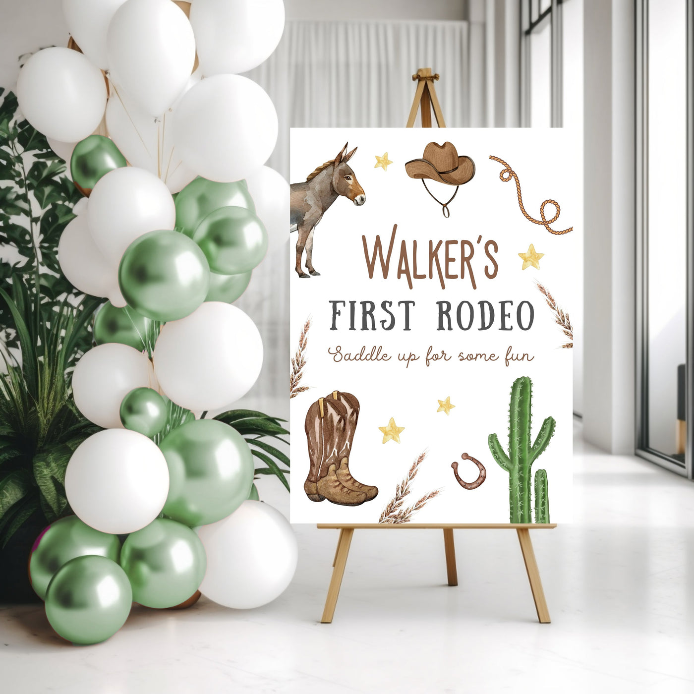 Personalized Rodeo Cowboy Birthday Party Sign - Mulberry Market Designs