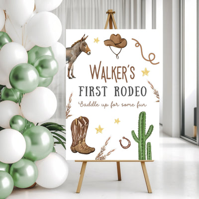 Personalized Rodeo Cowboy Birthday Party Sign - Mulberry Market Designs