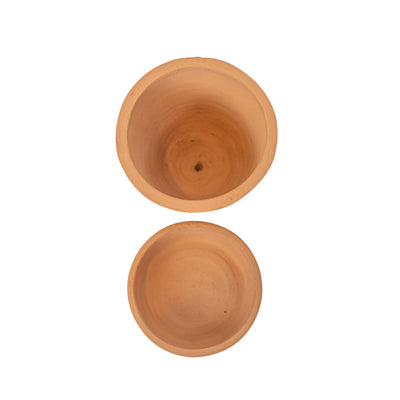 Terracotta Floral Planter Pot and Saucer Terracotta - Mulberry Market Designs