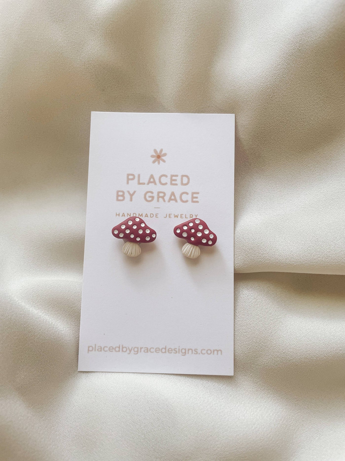 Clay Red Mushroom Earring Studs - Mulberry Market Designs