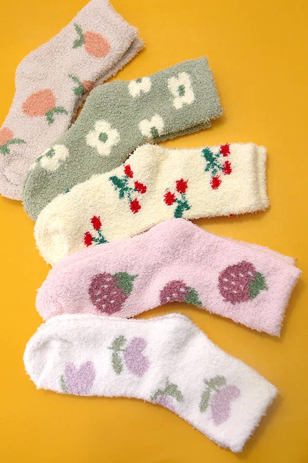 Fleece Plush Floral Socks - Mulberry Market Designs