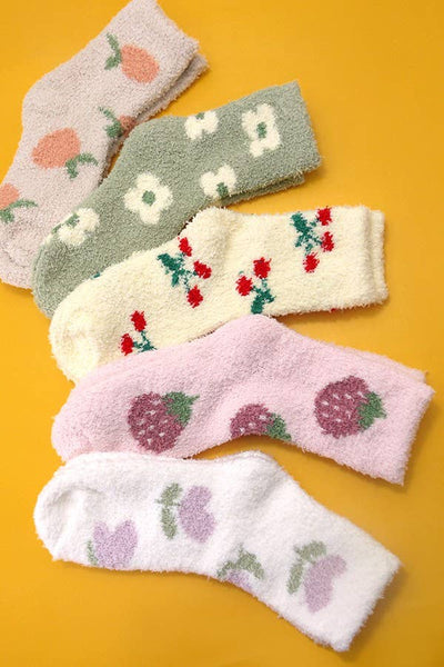 Fleece Plush Floral Socks - Mulberry Market Designs