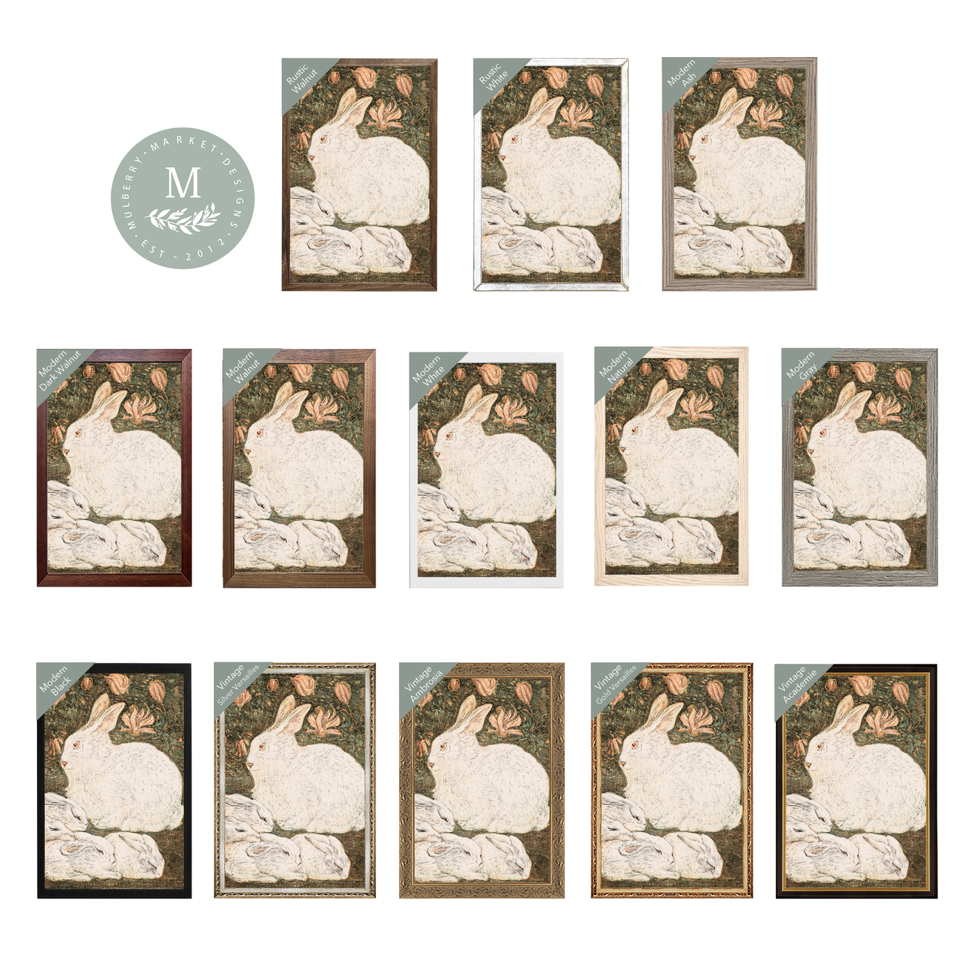 Sleeping Rabbits Vintage Wall Art - Mulberry Market Designs