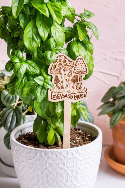 Mushroom Wooden Plant Stake - Mulberry Market Designs