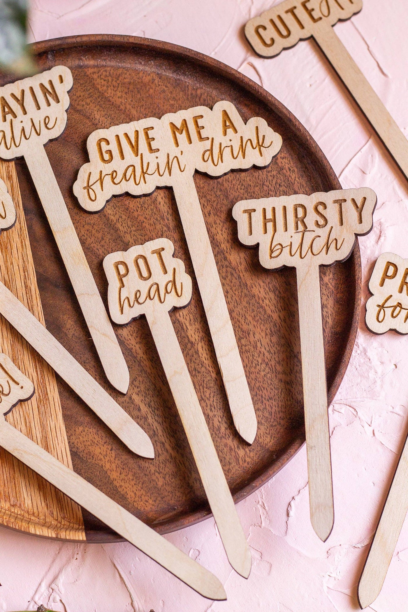 Funny Wooden Plant Markers - Mulberry Market Designs