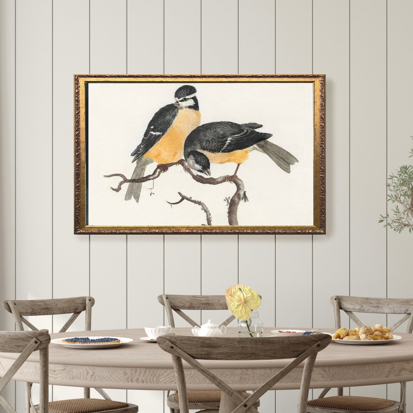 Two Yellow Birds Vintage Framed Wall Art - Mulberry Market Designs