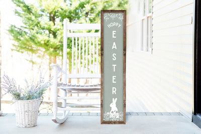 Hoppy Easter Wood Framed Porch Sign - Mulberry Market Designs