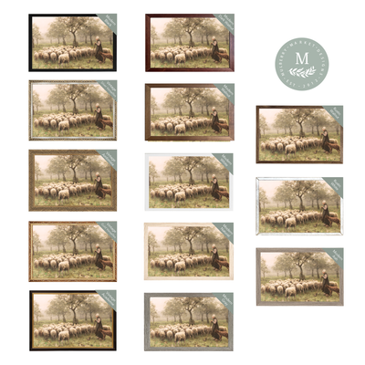 Vintage Field of Sheep Painting - Mulberry Market Designs