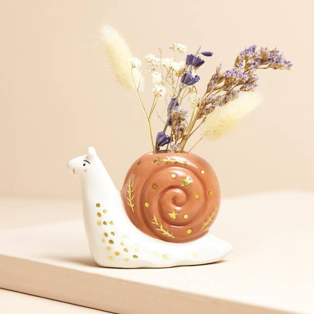 Tiny Snail Ceramic Bud Vase - Mulberry Market Designs