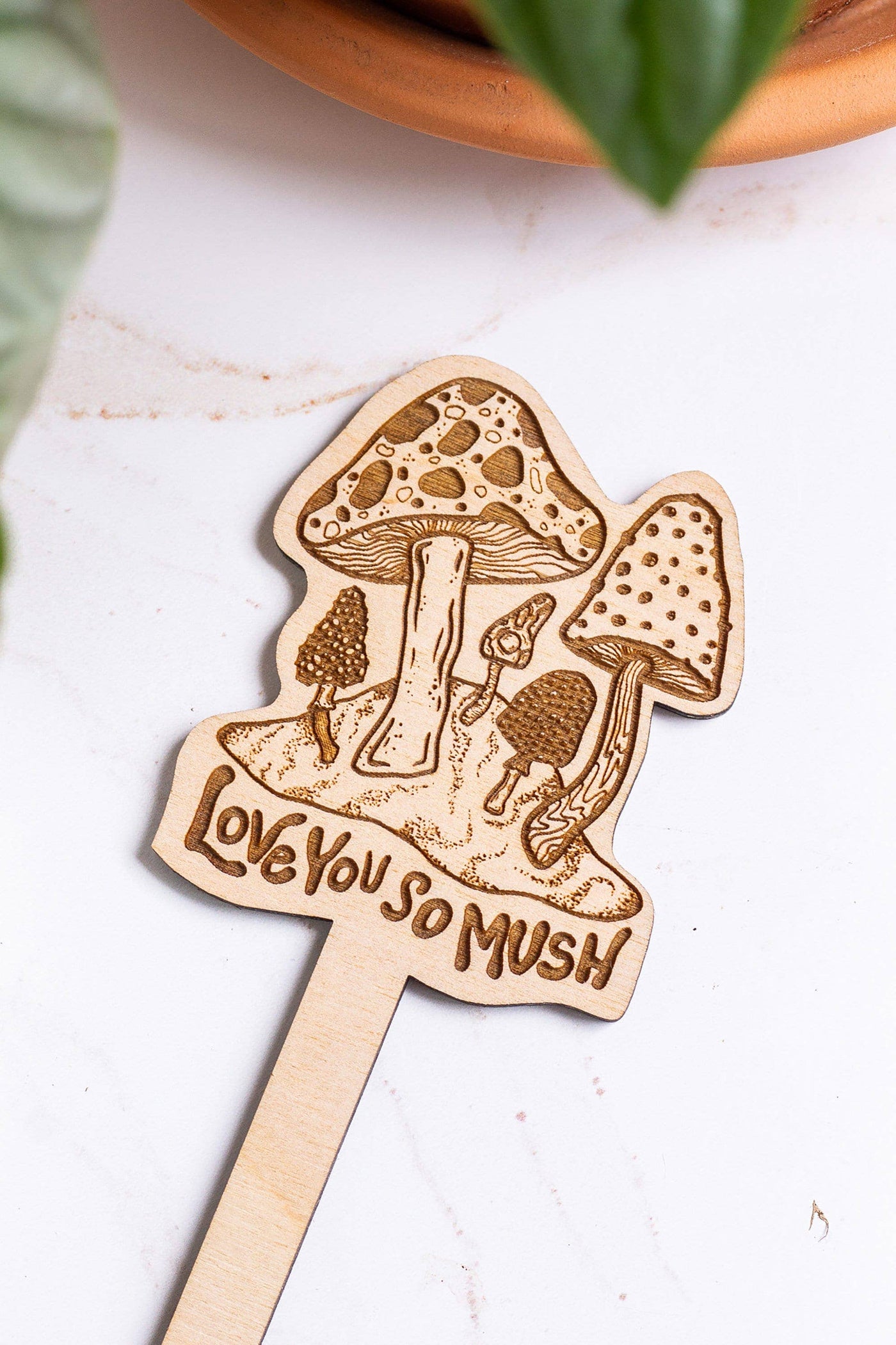 Mushroom Wooden Plant Stake - Mulberry Market Designs