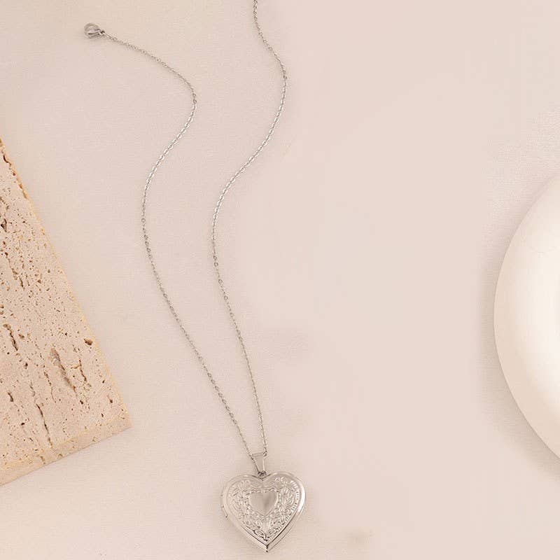 Silver Heart Locket Necklace