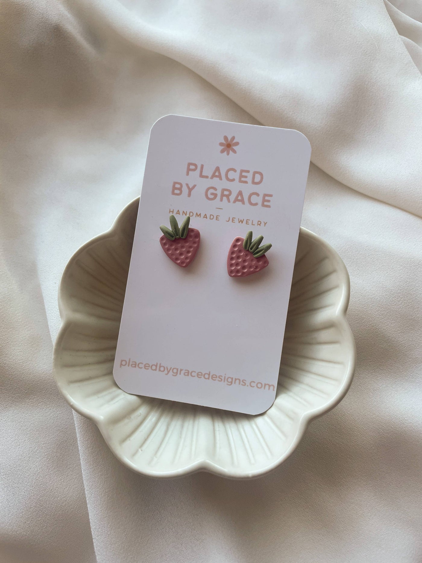 Strawberry Clay Earrings - Mulberry Market Designs