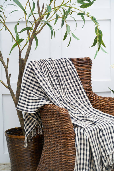 Black and White Gingham Check Throw Blanket - Mulberry Market Designs