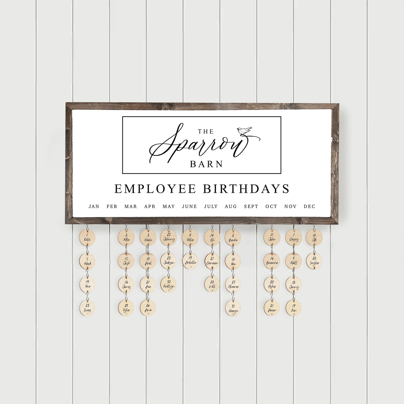 Personalized Employee Birthday Calendar Sign with Tags - Mulberry Market Designs