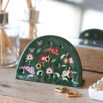 Forest Green Flower Earring Holder - Mulberry Market Designs