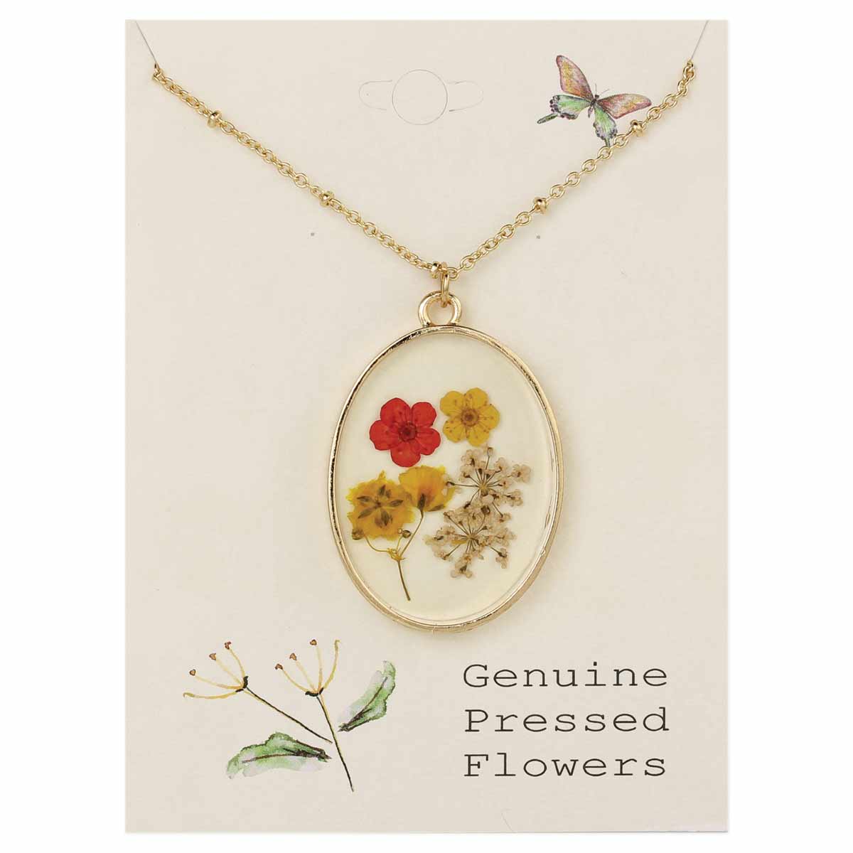 Gold Dried Florals Necklace