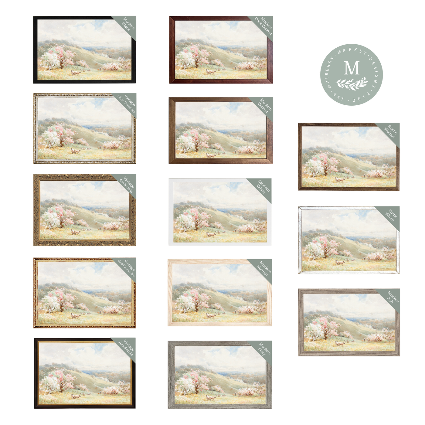 Blooming Spring Vintage Gold Framed Art | Spring Collection - Mulberry Market Designs