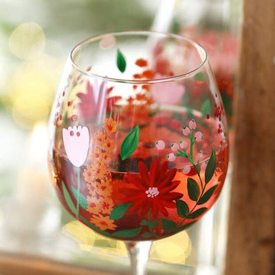 Hand-Painted Wildflower Wine Glass - Mulberry Market Designs