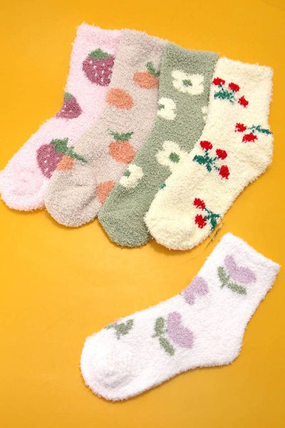 Fleece Plush Floral Socks - Mulberry Market Designs