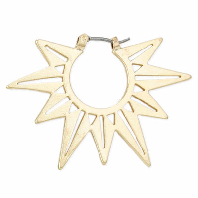 Gold Sunburst Hoop Earrings