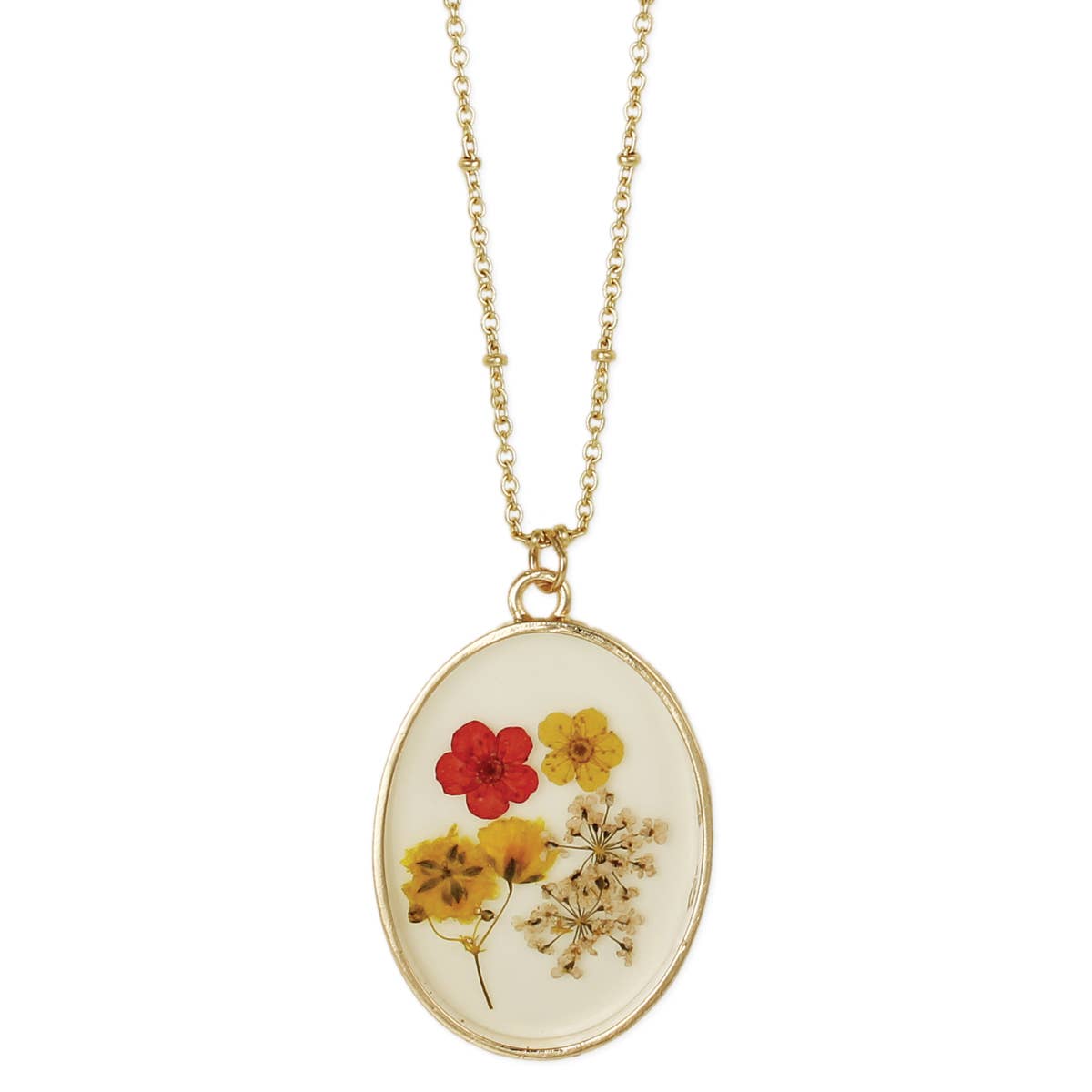 Gold Dried Florals Necklace