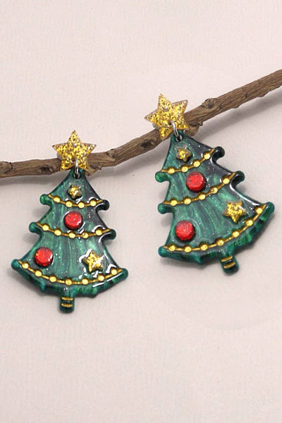 Glitter Christmas Tree Earrings - Mulberry Market Designs