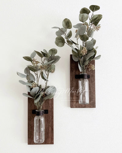 Set of 2 Rustic Wood Farmhouse Sconces - Mulberry Market Designs