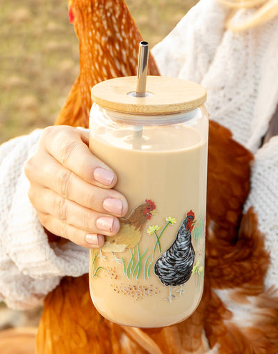 Chickens Glass Can - Mulberry Market Designs