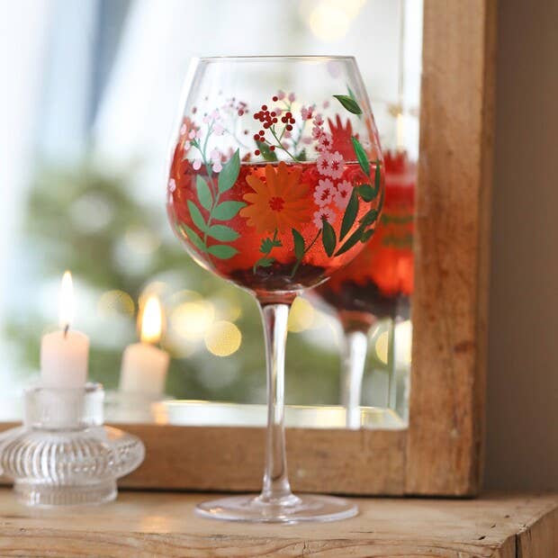 Hand-Painted Wildflower Wine Glass - Mulberry Market Designs