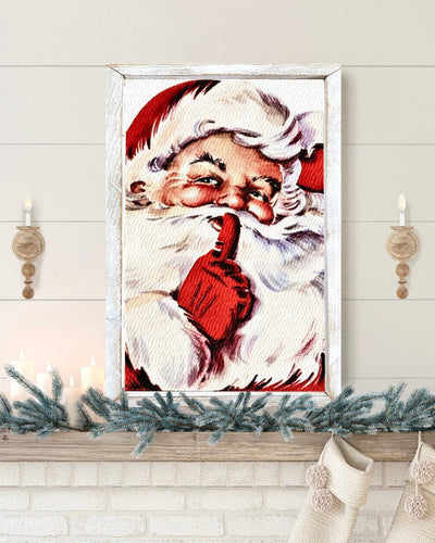 Sale Vintage Santa Christmas Wood Framed Sign Wood Framed Sign