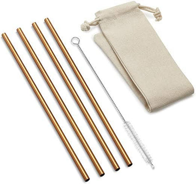 Outset Copper Straws with Bag, Set of 4 - Mulberry Market Designs