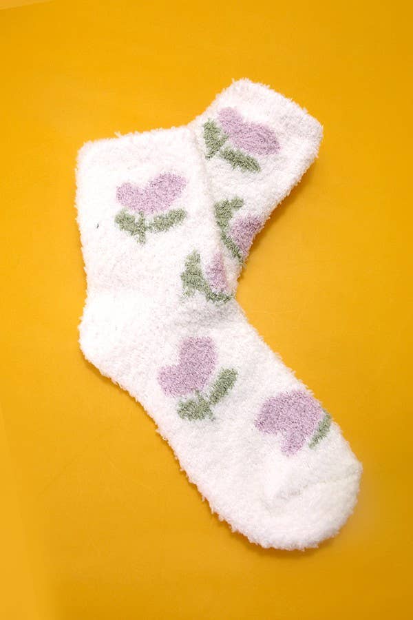 Fleece Plush Floral Socks - Mulberry Market Designs