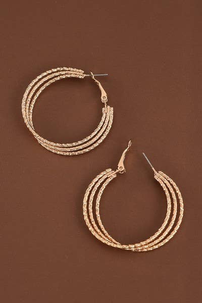 Triple Cut Hoop Earrings - Mulberry Market Designs