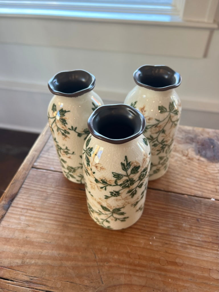 Handmade Green Vintage Crackled Ceramic Flower Vase