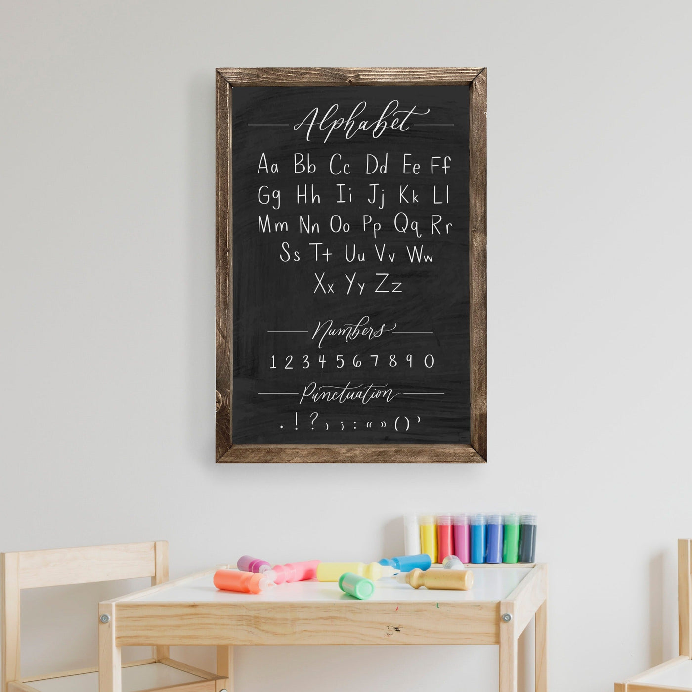 ABC Alphabet Wood Framed Sign | Home School Sign - Mulberry Market Designs