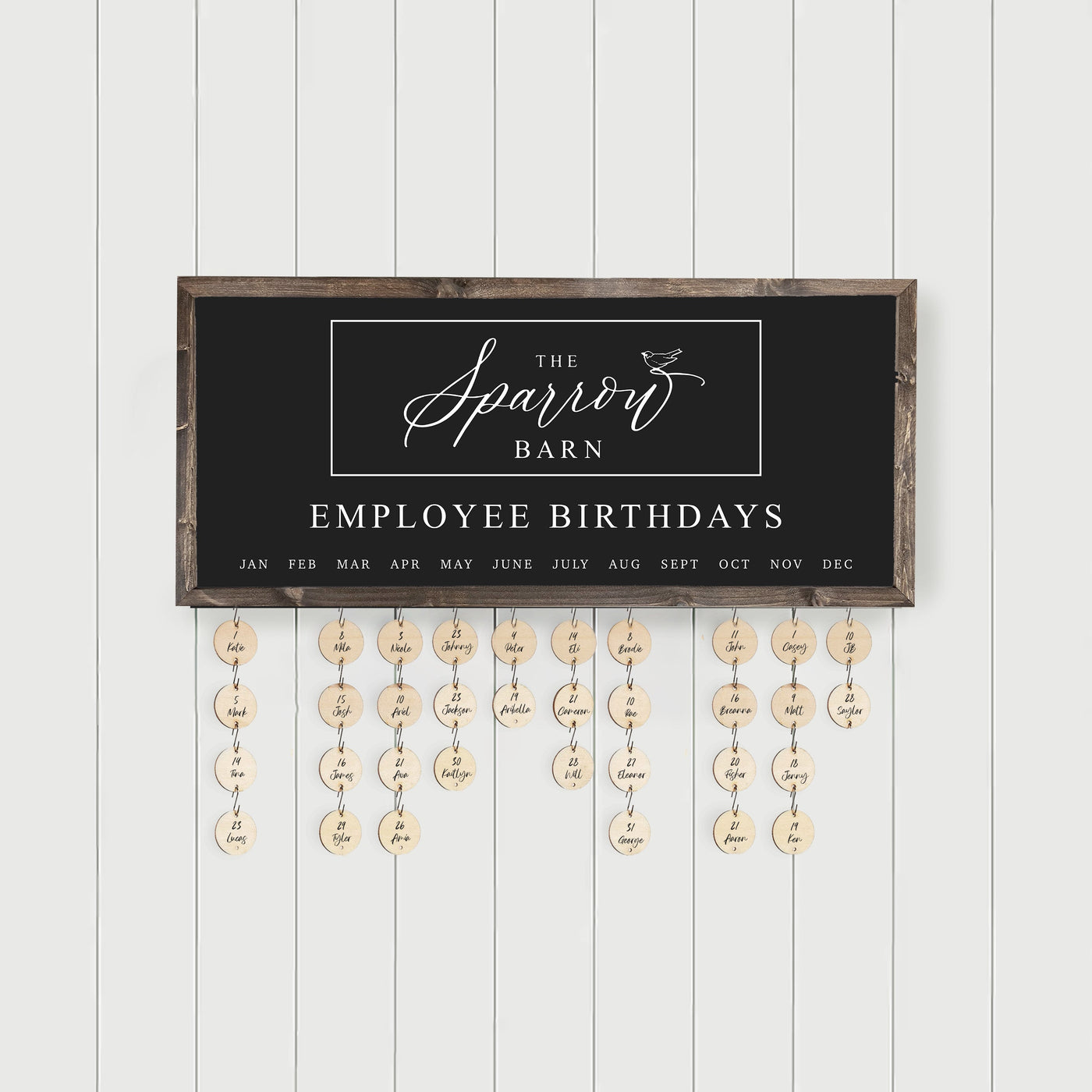 Personalized Employee Birthday Calendar Sign with Tags - Mulberry Market Designs