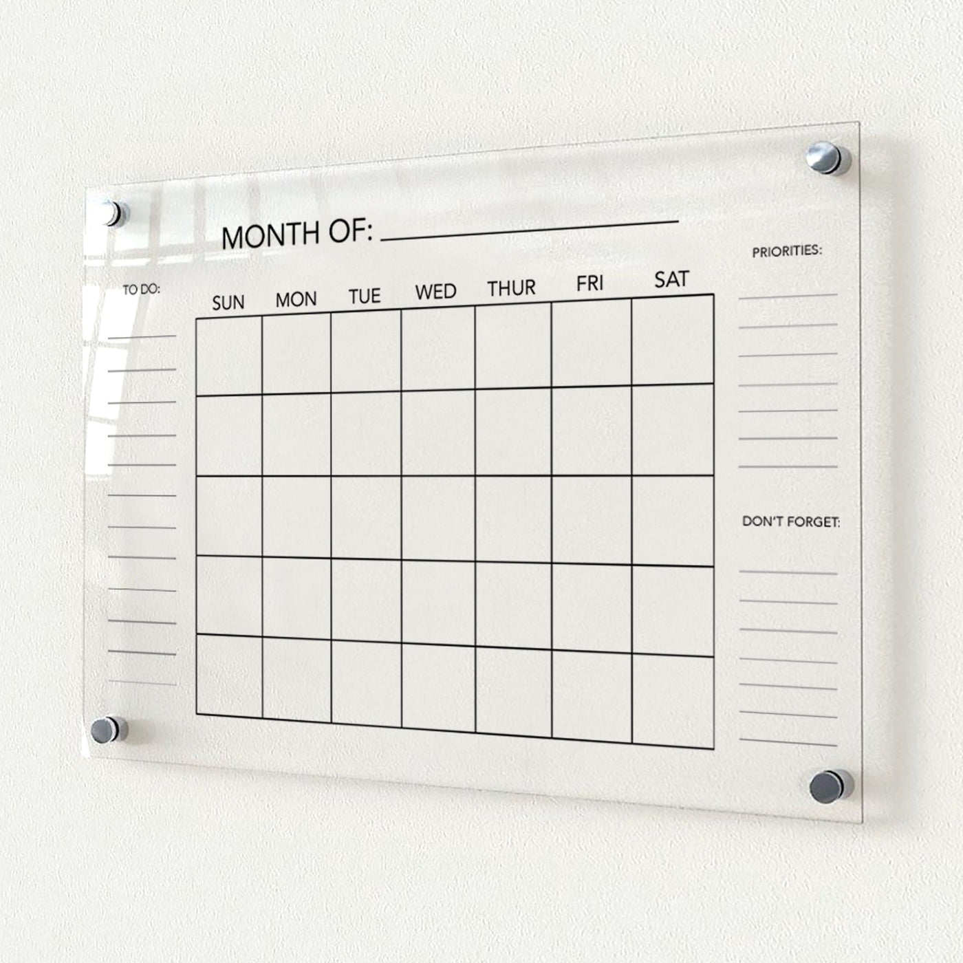 Acrylic Wall Calendar with Stand Offs - Mulberry Market Designs