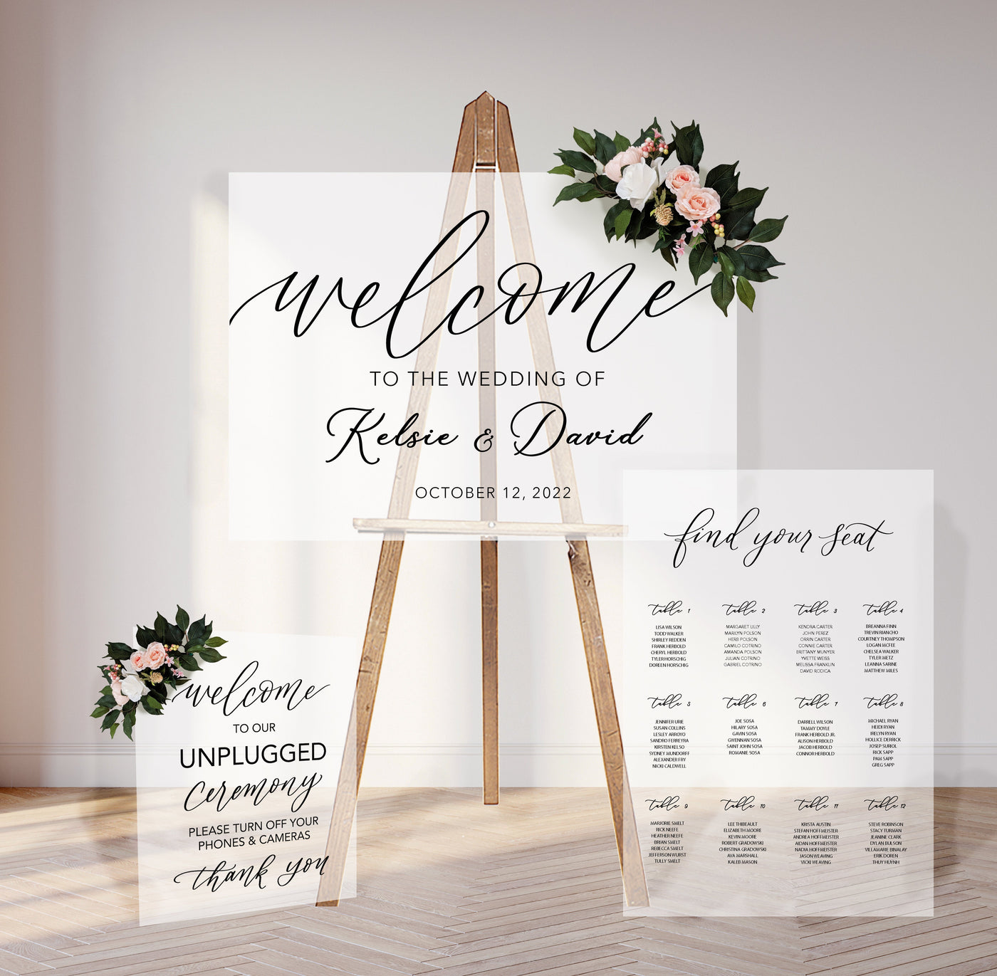 Acrylic Wedding Sign Package | Bundle A - Wedding Sign Bundle | Acrylic Wedding Sign | Personalized Wedding Sign | Acrylic Seating Chart | Painted Acrylic Wedding Sign