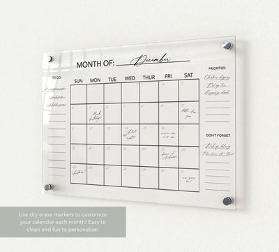 Acrylic Wall Calendar with Stand Offs - Mulberry Market Designs