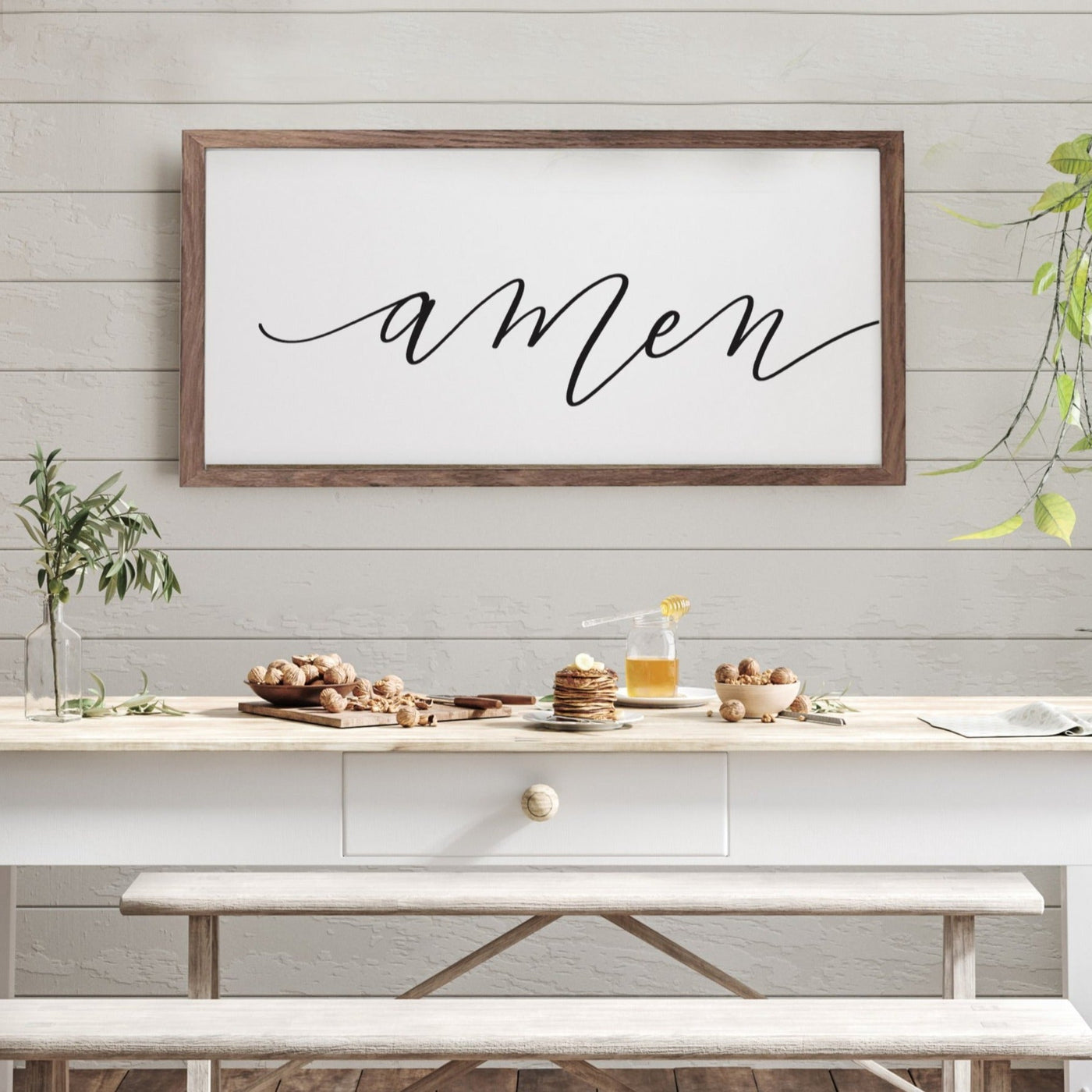 Amen | Farmhouse Dining Room Sign - Mulberry Market Designs