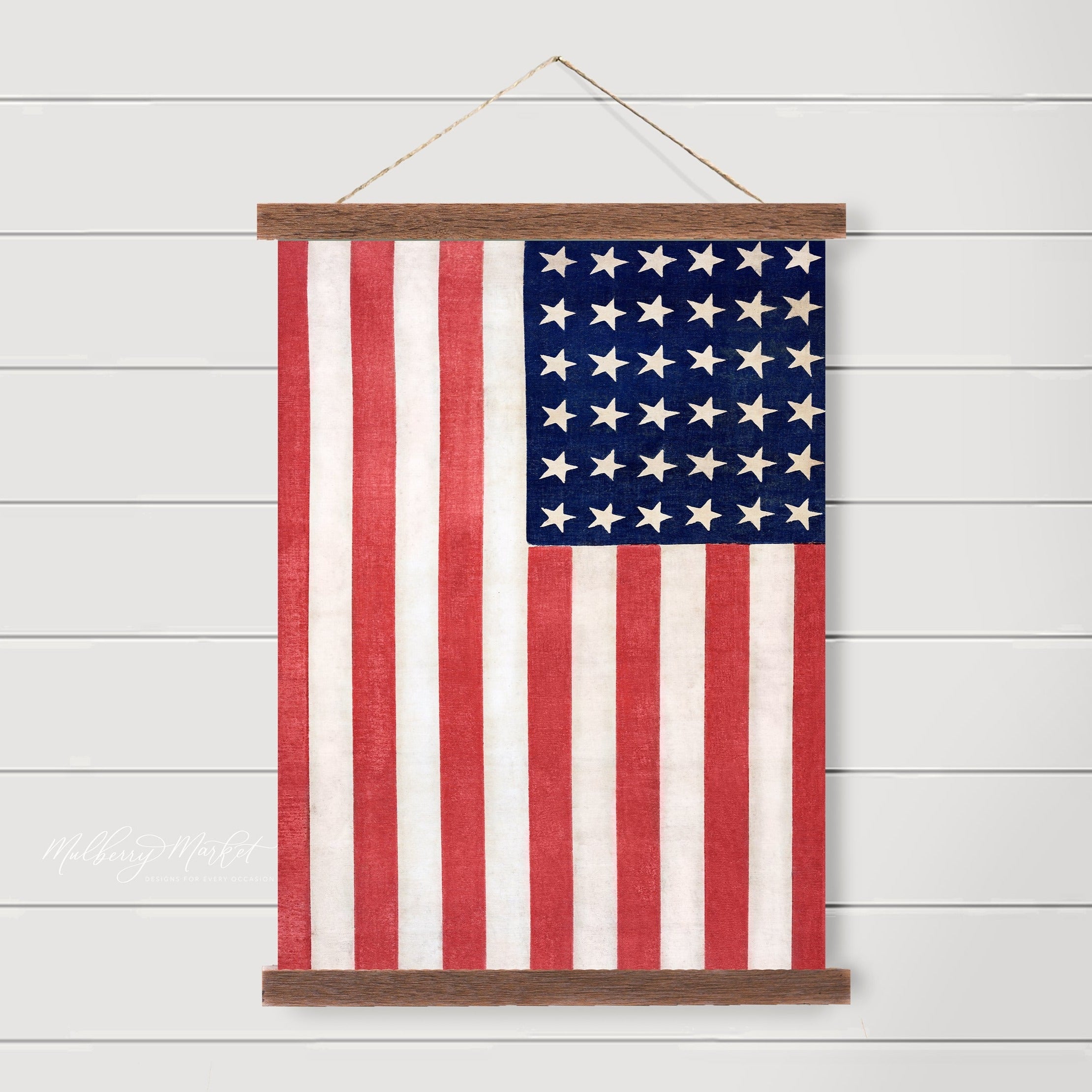 American Flag Hanging Canvas Art, Flag Art, Classroom Sign, Canvas Sign