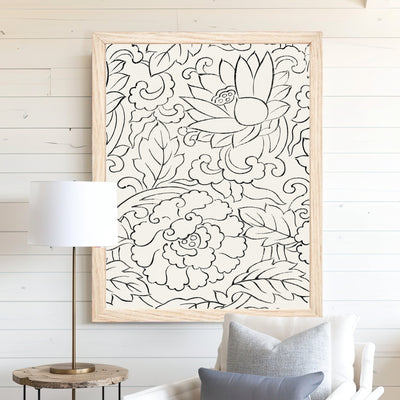 Floral Line Art Modern Wall Art - Mulberry Market Designs