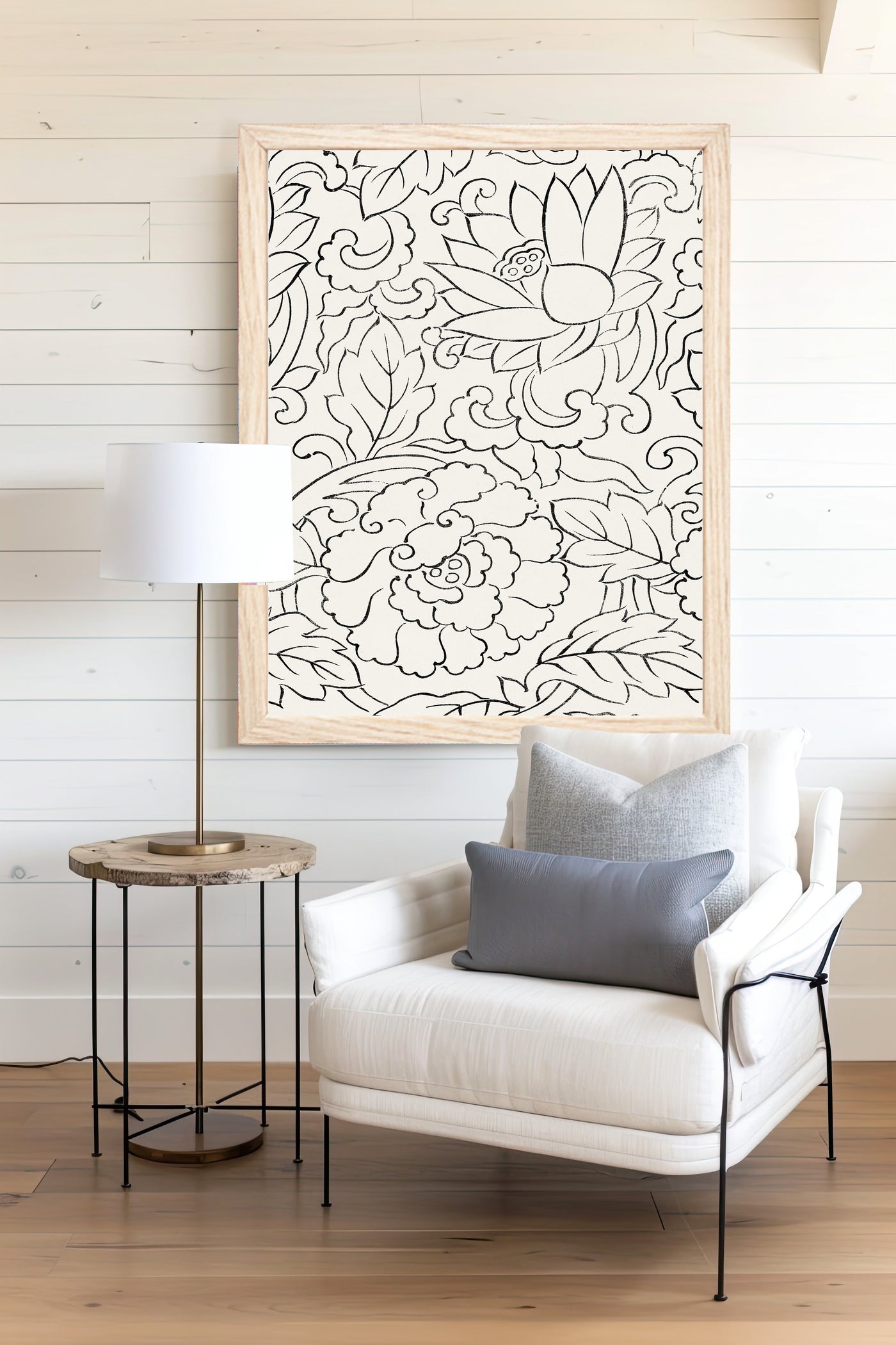 Floral Line Art Modern Wall Art - Mulberry Market Designs