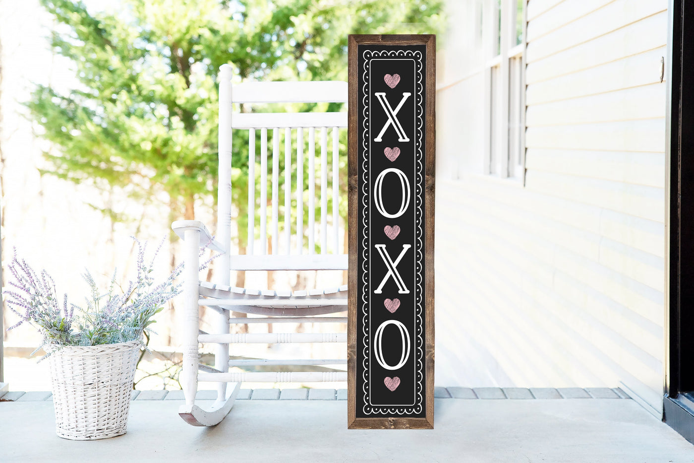 XOXO Valentines Day Wood Framed Porch Sign - Mulberry Market Designs