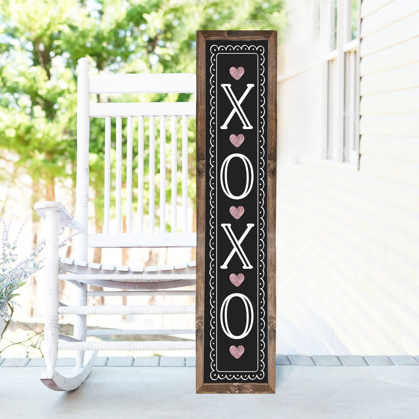 XOXO Valentines Day Wood Framed Porch Sign - Mulberry Market Designs